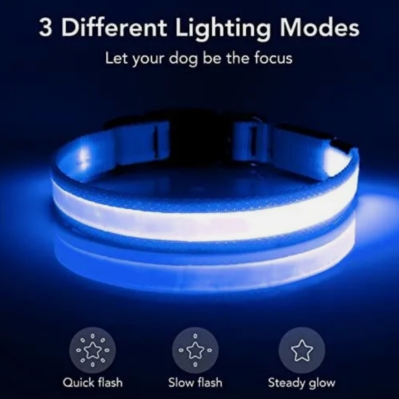 Vizpet Luminous Led Dog Collar Adjustable M - Picture 1 of 6
